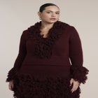 Fringe Knit-Trim V-Neck Sweater image number 0