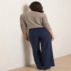 Wide-Leg Back Elastic Flat Front Soft Pants image number 1