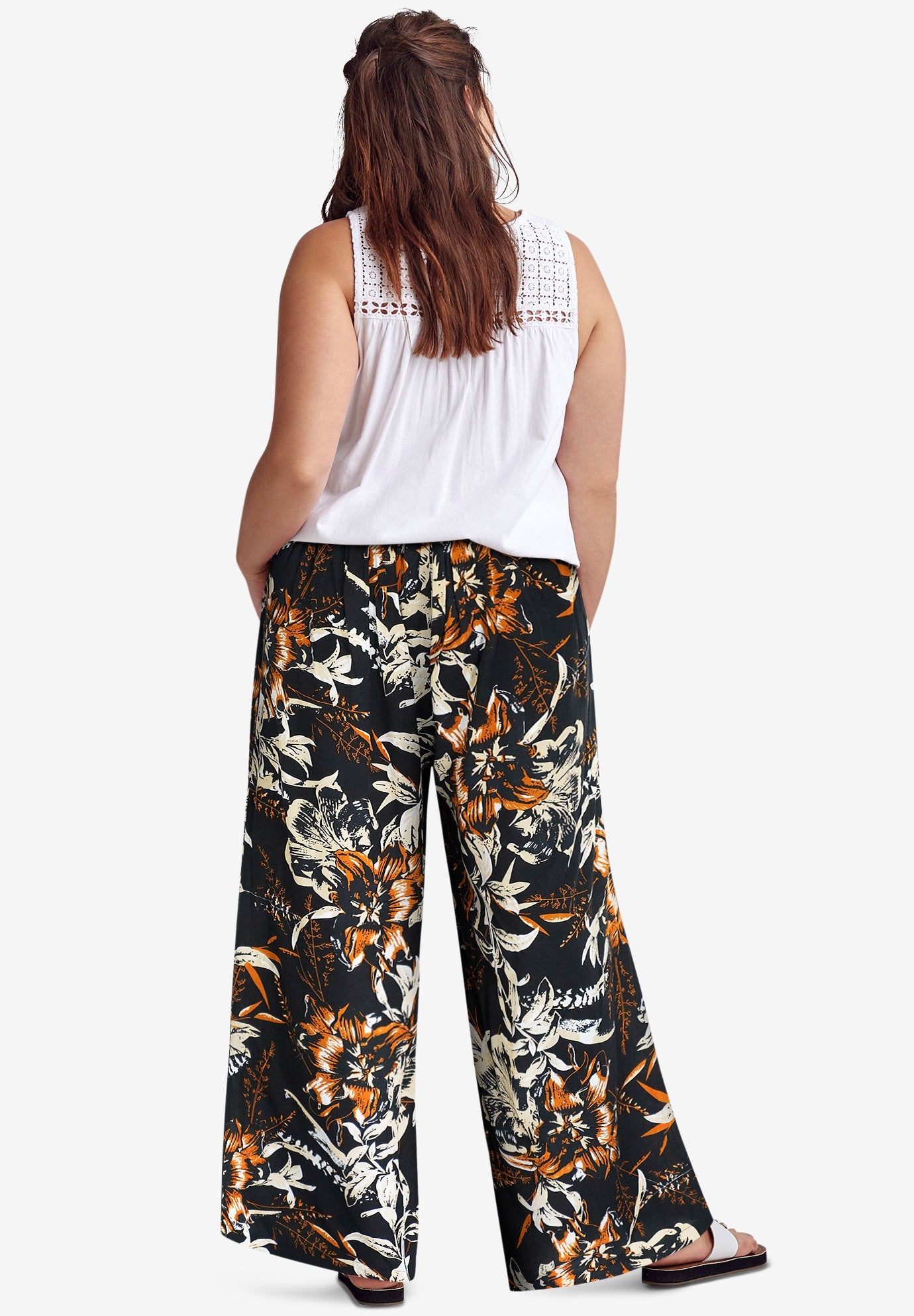 Wide-Leg Soft Pants with Back Elastic image number 1