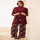 Wide-Leg Back Elastic Flat Front Soft Pants image number null