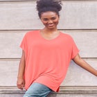 Stretch Jersey Knit V-Neck Oversized Tunic image number null