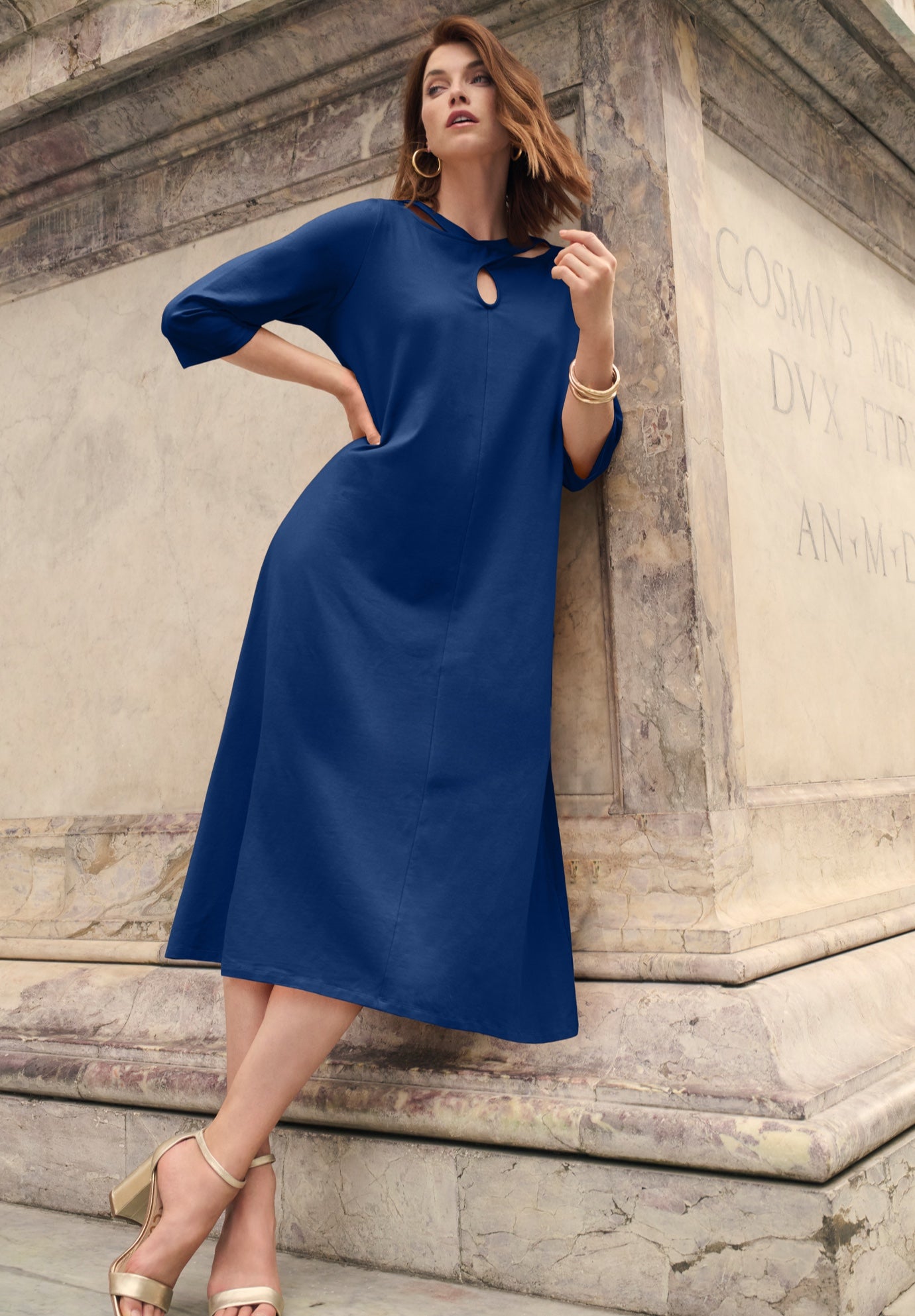 Stretch Cotton Keyhole T-Shirt Dress image number 0