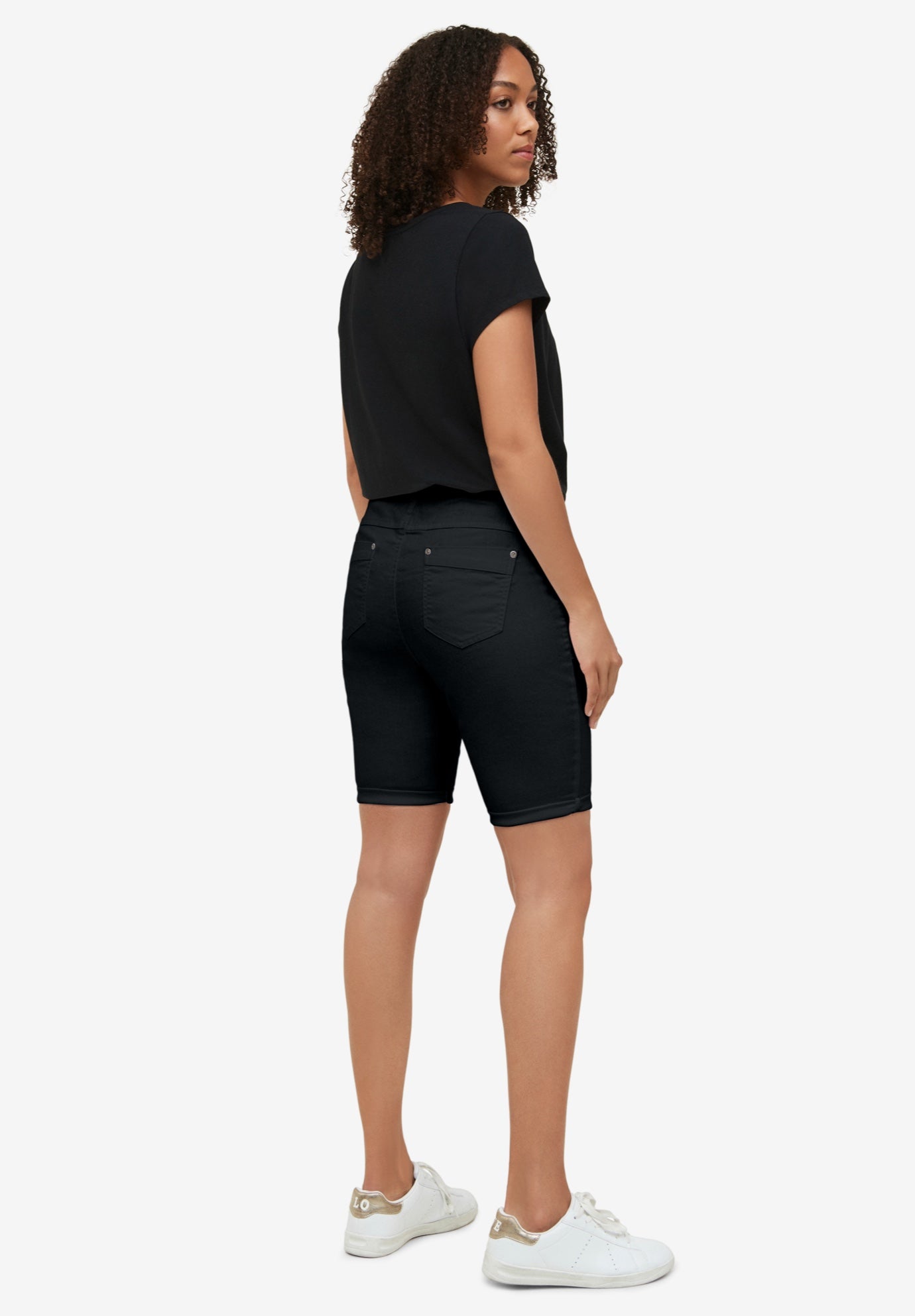 Button-Front Denim Shorts image number 1