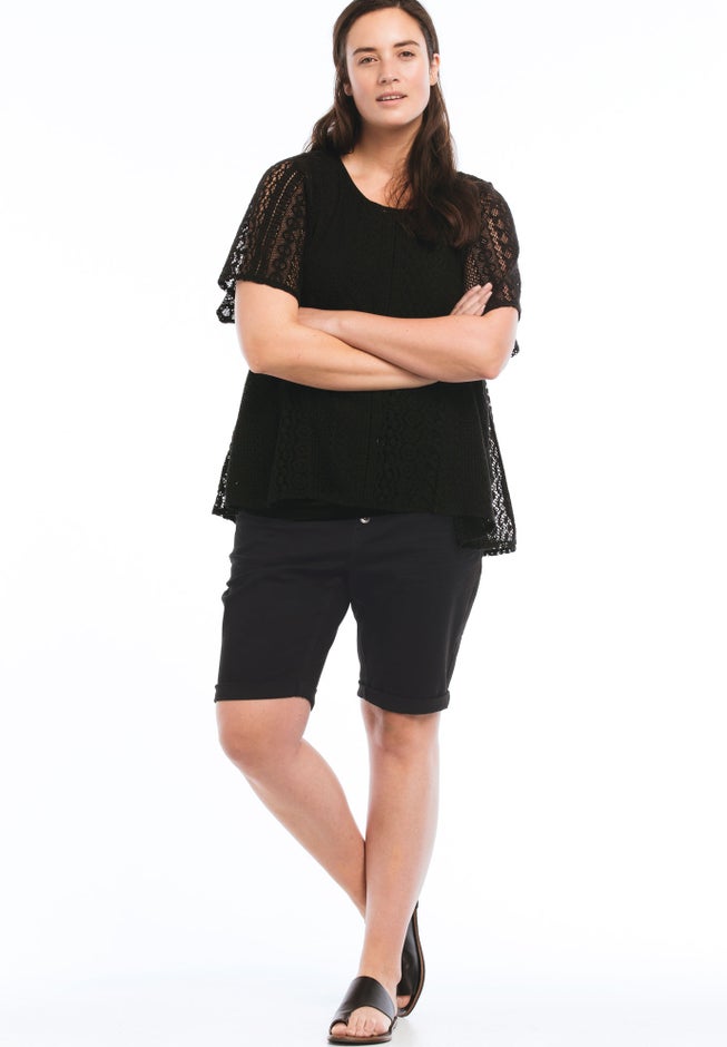 Button-Front Denim Shorts image number 0