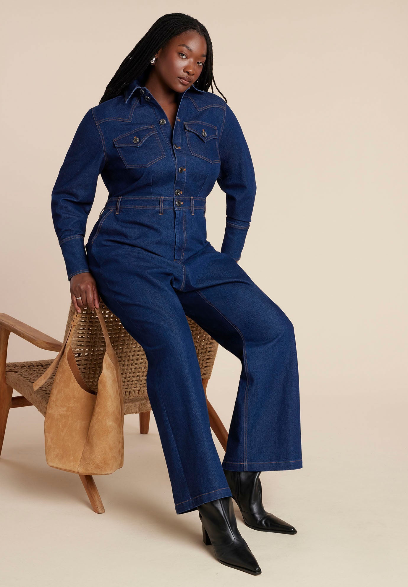 Western Detail Denim Jumpsuit image number 1