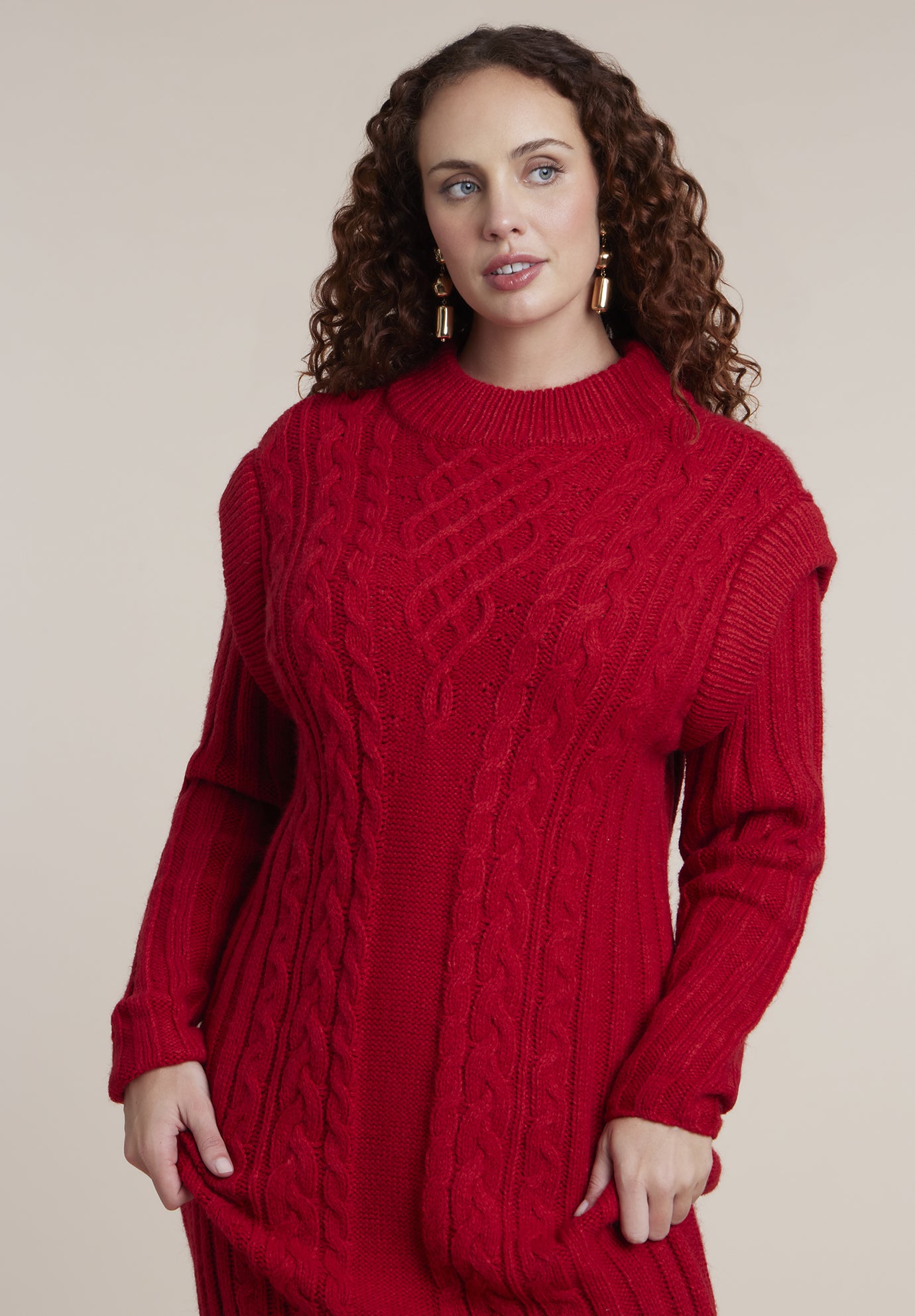 Cable Knit Sweater Maxi Dress image number 2