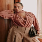 Plunging Scarf Neck Top image number 0