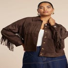  Faux Suede Fringe Jacket image number null
