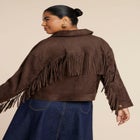  Faux Suede Fringe Jacket image number null