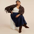  Faux Suede Fringe Jacket image number null
