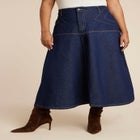 Denim Maxi Skirt With Seam Detail image number null