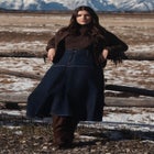 Denim Maxi Skirt With Seam Detail image number null