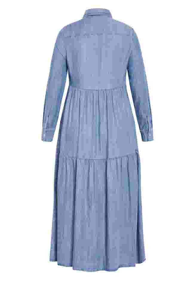Denim Tiered Shirtdress image number 4
