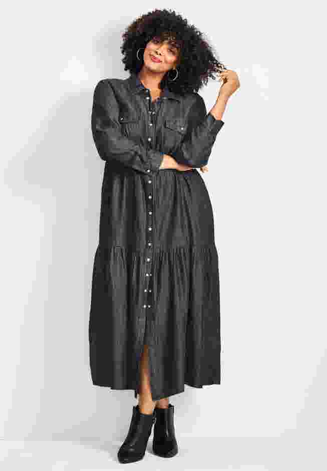 Denim Tiered Shirtdress image number 0