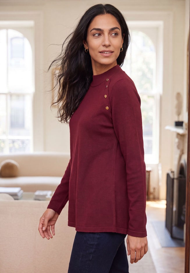 Gold Button Mockneck Sweater image number 2