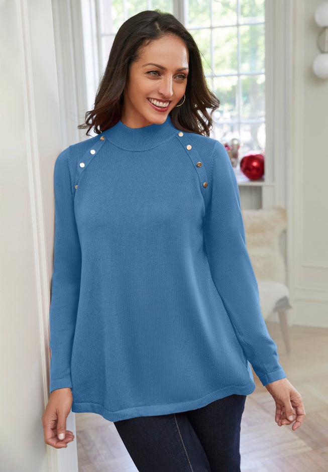 Gold Button Mockneck Sweater image number 0