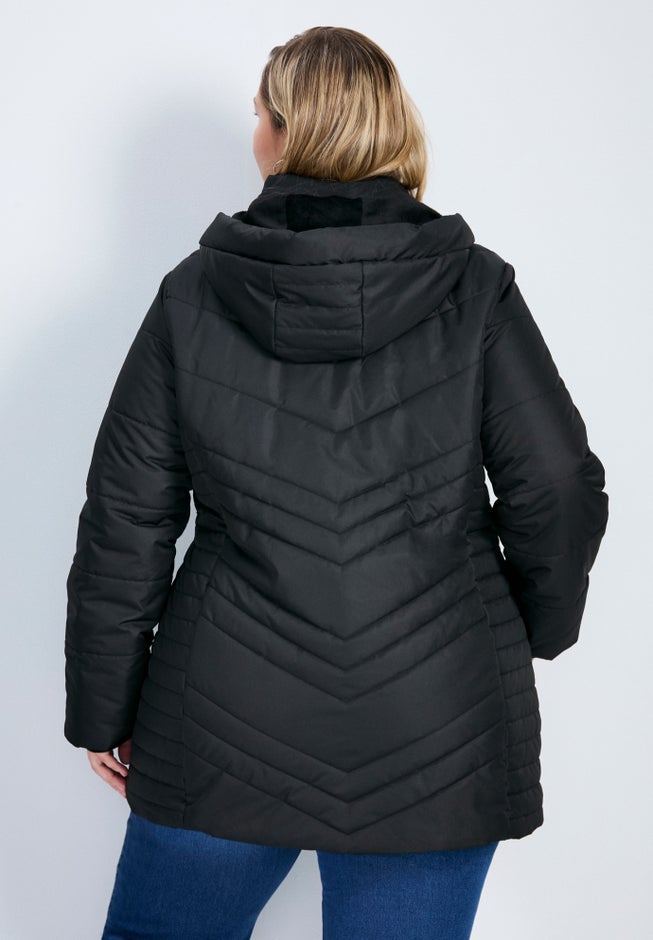 Triple Chevron Hooded Puffer Jacket image number 1