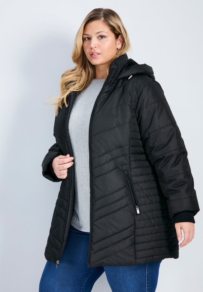 Triple Chevron Hooded Puffer Jacket image number 2