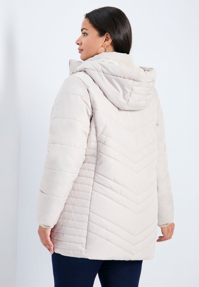 Triple Chevron Hooded Puffer Jacket image number 1