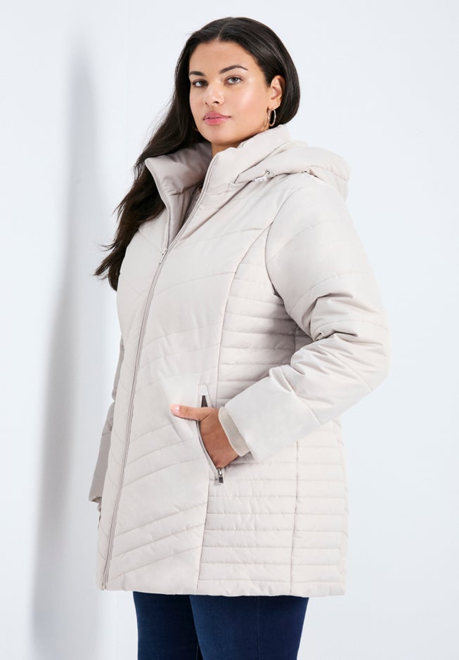 Triple Chevron Hooded Puffer Jacket image number 2