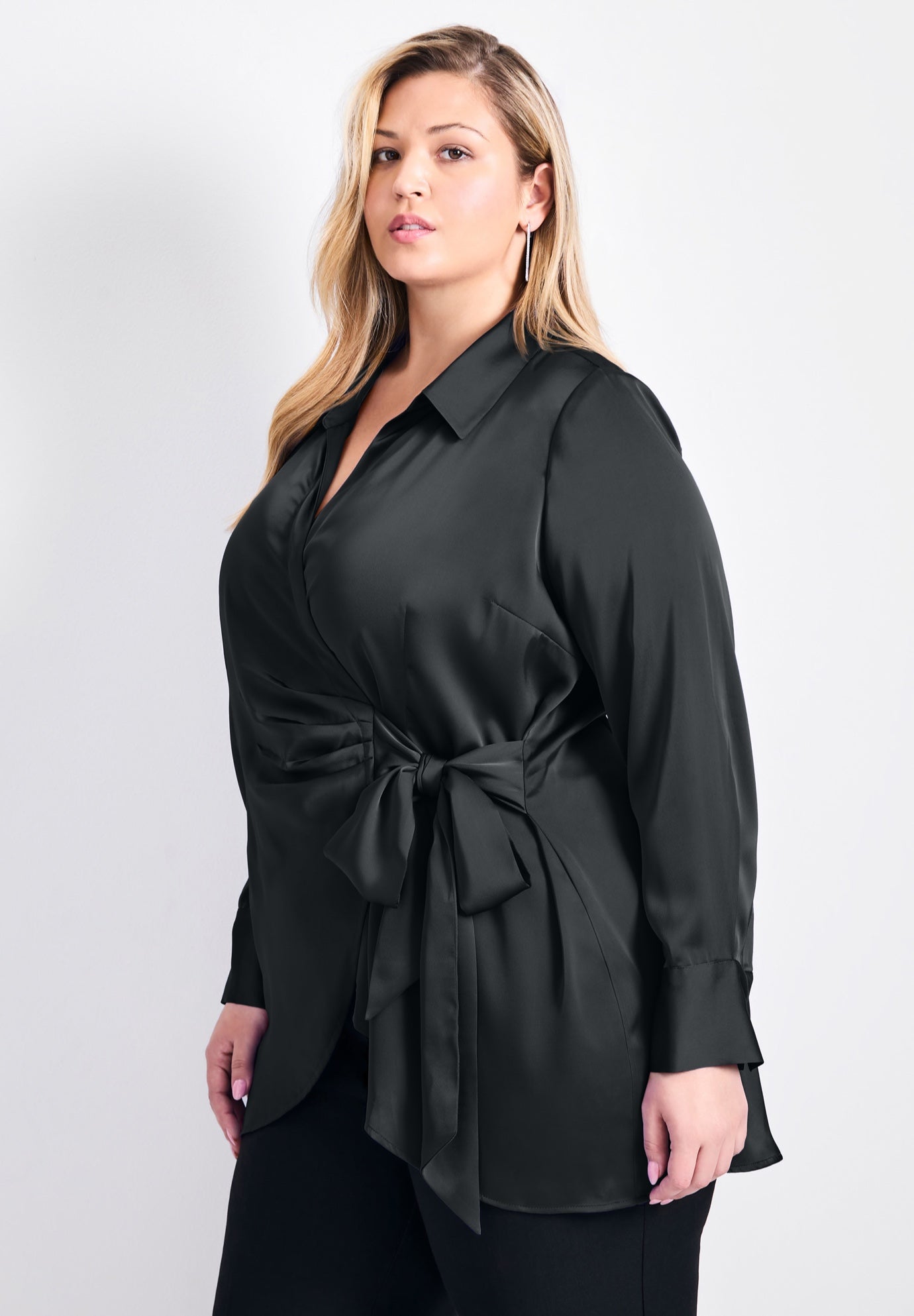 Goldi Satin Wrap Blouse image number 2