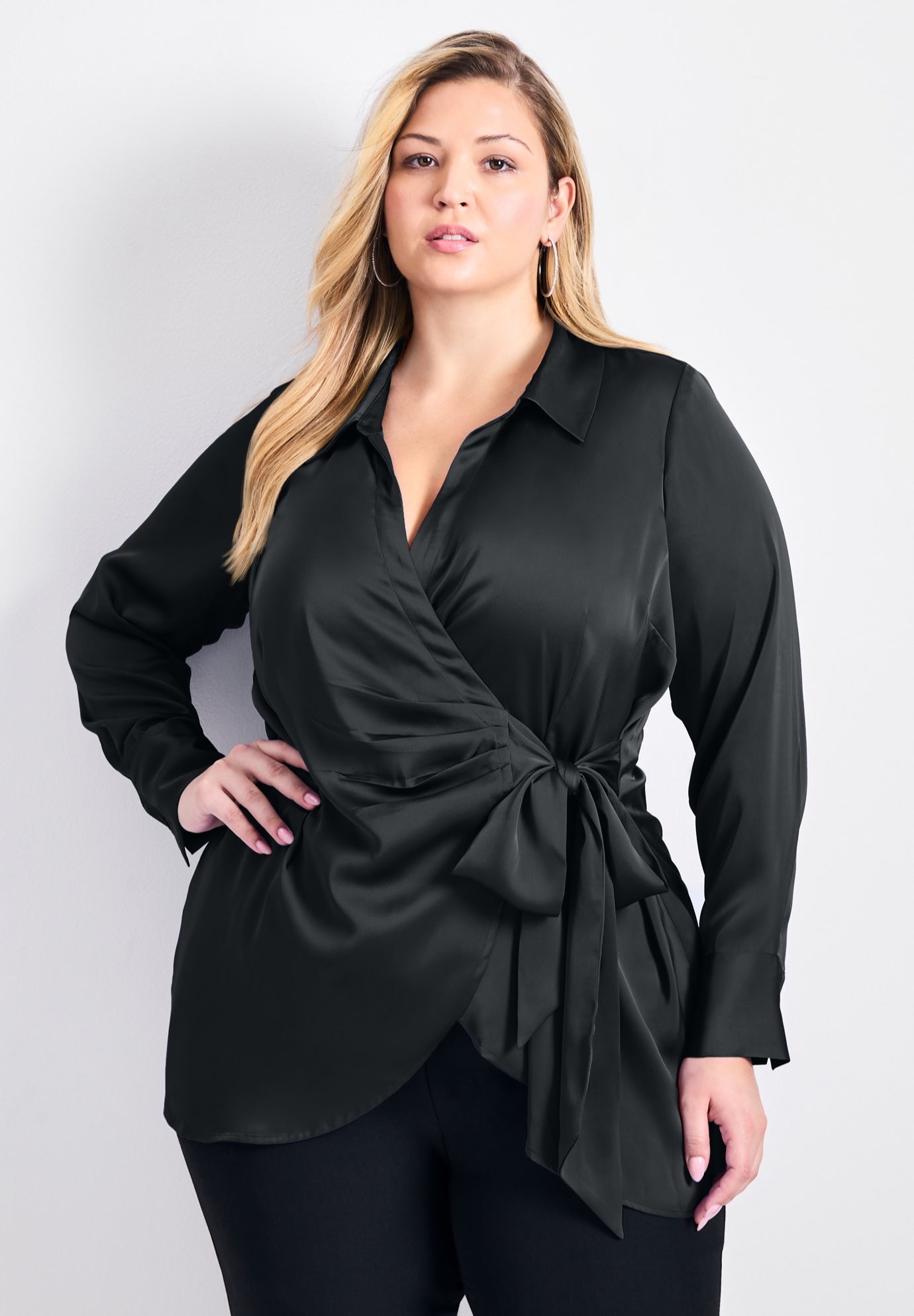 Goldi Satin Wrap Blouse image number 3