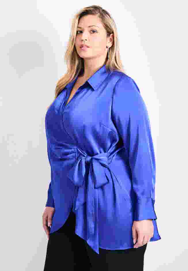 Goldi Satin Wrap Blouse image number 2
