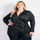 Goldi Satin Wrap Blouse image number null