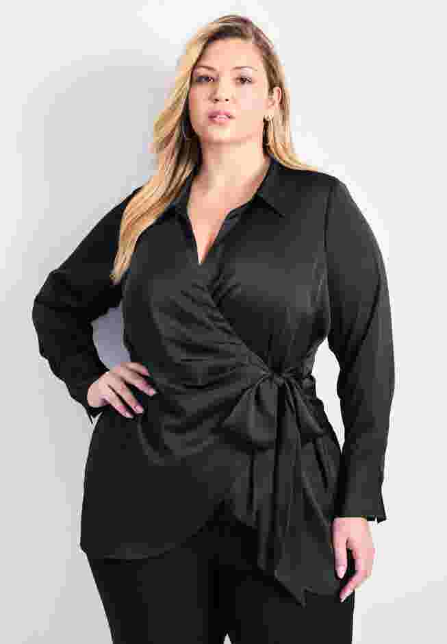Goldi Satin Wrap Blouse image number 0
