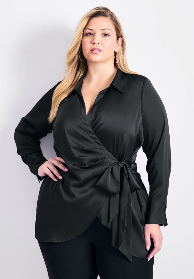Goldi Satin Wrap Blouse image number 0