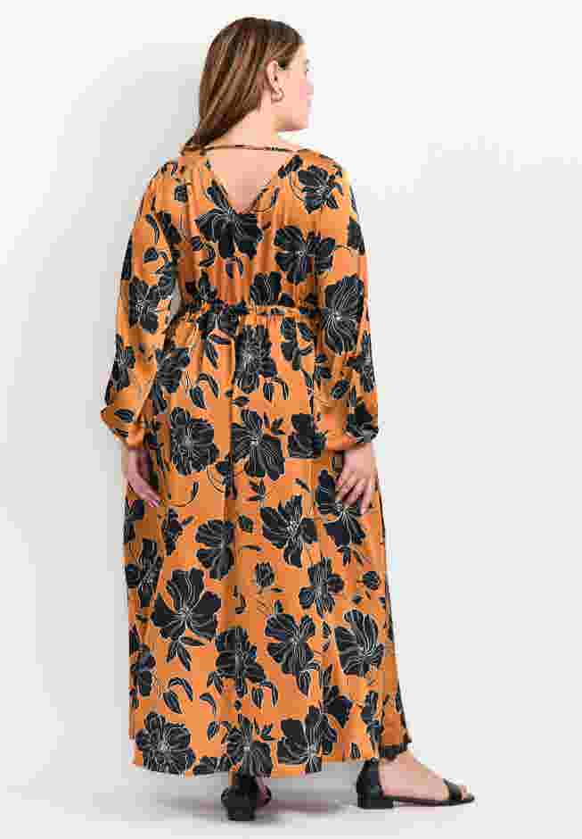 Goldi Satin Blouson Sleeve Maxi Dress image number 1