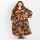 Goldi Satin Blouson Sleeve Maxi Dress image number null