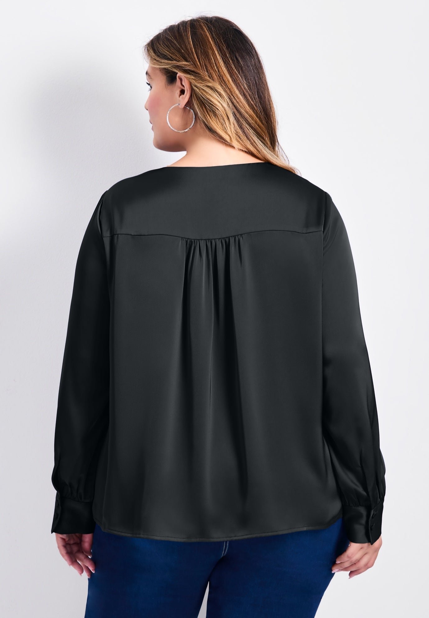 Marlene Tie Front Satin Blouse image number 1