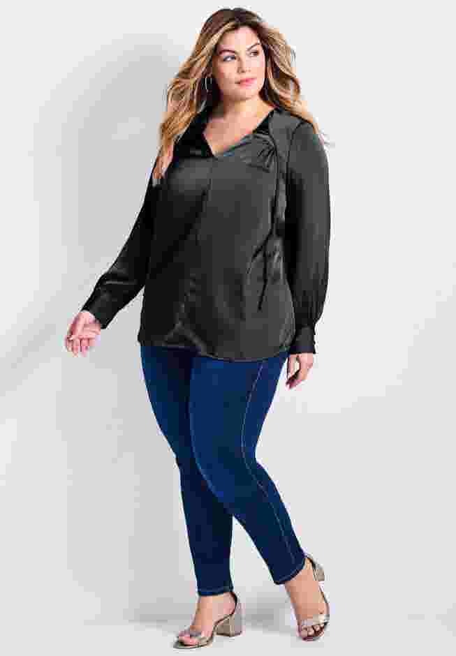 Marlene Tie Front Satin Blouse image number 3