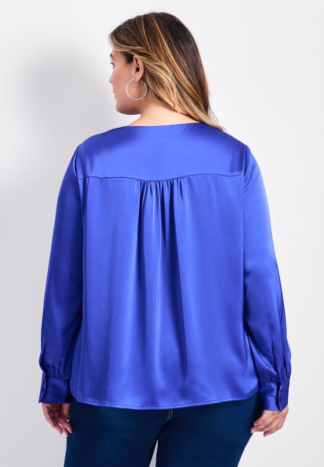 Marlene Tie Front Satin Blouse image number 1