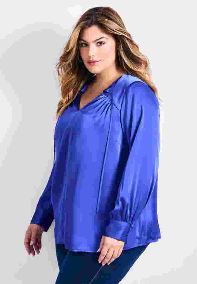 Marlene Tie Front Satin Blouse image number 2