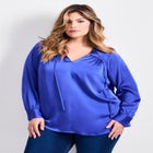 Marlene Tie Front Satin Blouse image number null