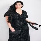 Nina Sequin Wrap Dress image number null