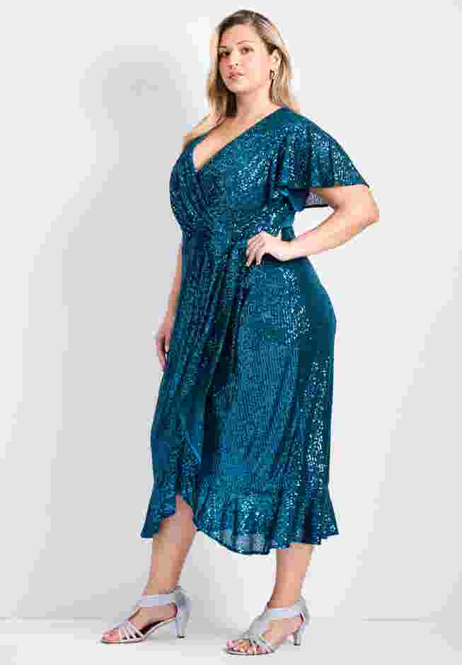 Nina Sequin Wrap Dress image number 2