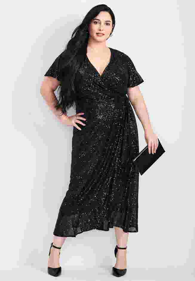 Nina Sequin Wrap Dress image number 0