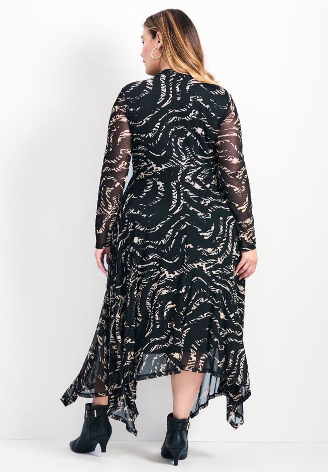 Mere Mesh Printed High Neck Dress image number 1
