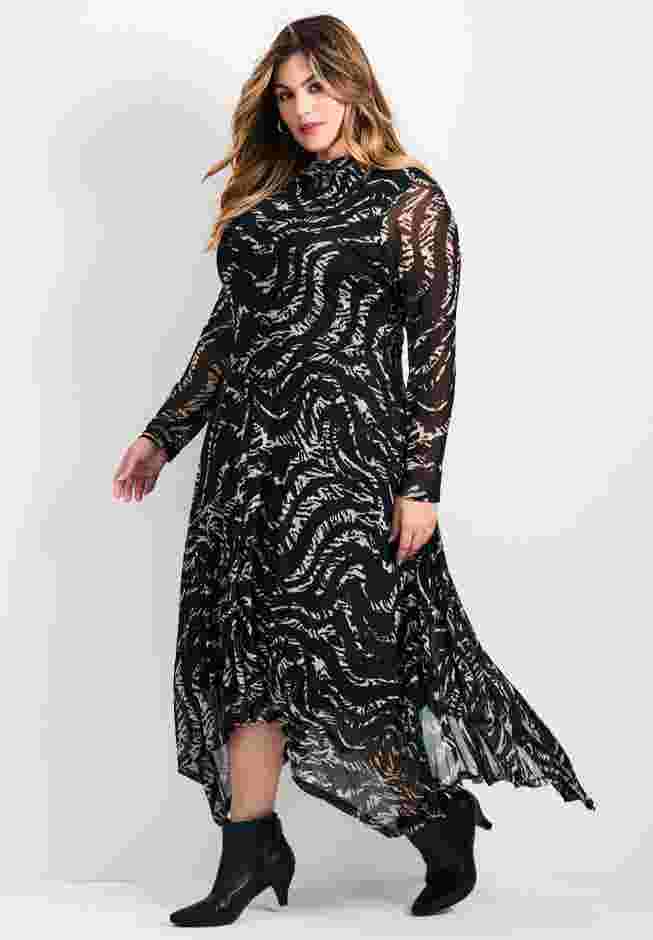 Mere Mesh Printed High Neck Dress image number 2