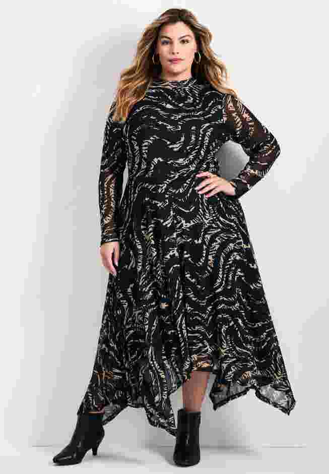 Mere Mesh Printed High Neck Dress image number 0