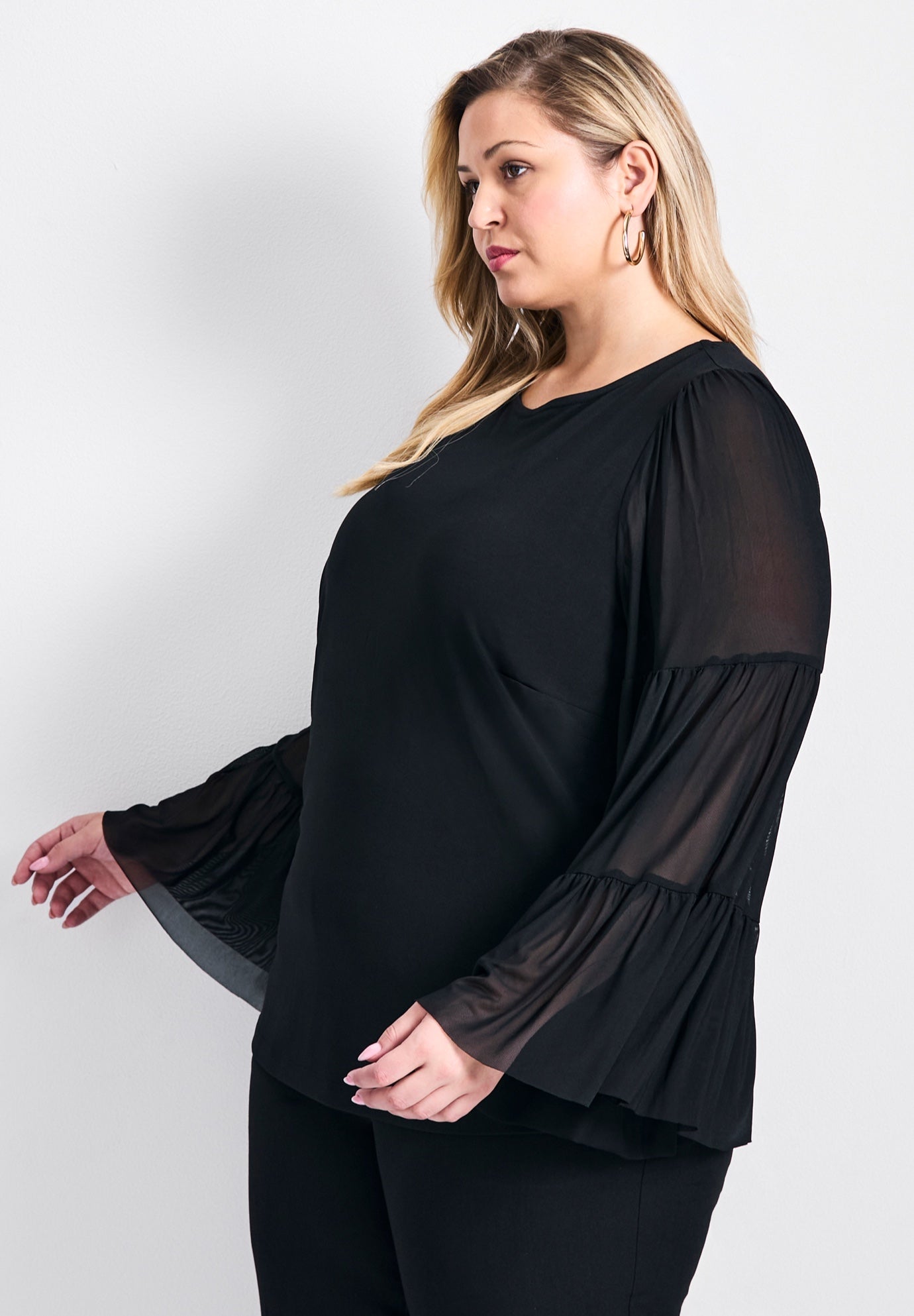 Mylo Mesh Bell Sleeve Top image number 2