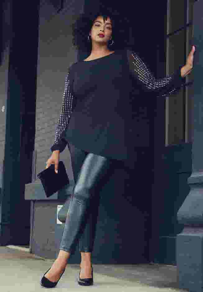 Vegan Leather & Ponte Pant image number 3