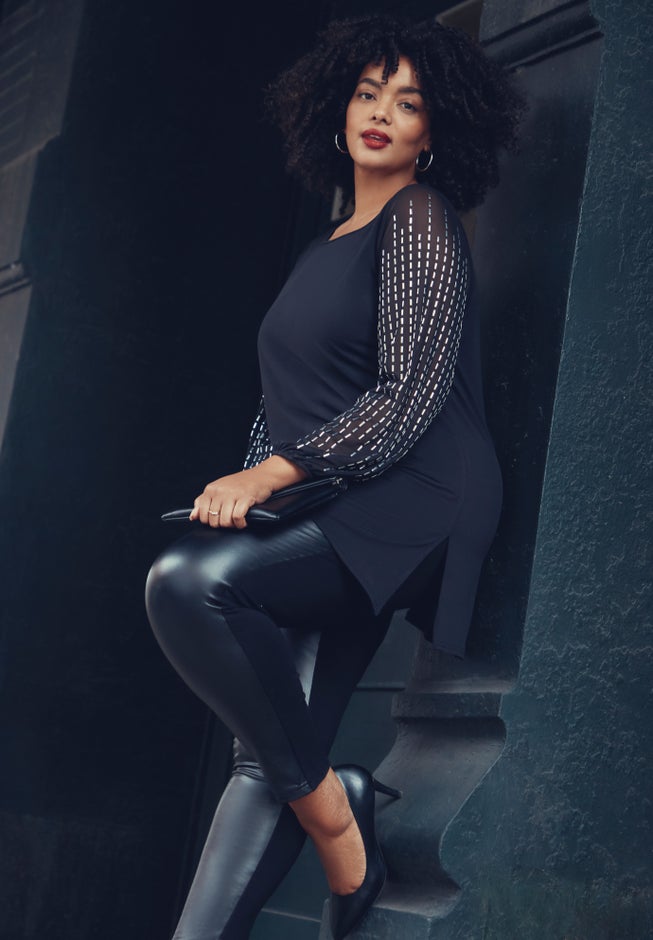 Vegan Leather & Ponte Pant image number null