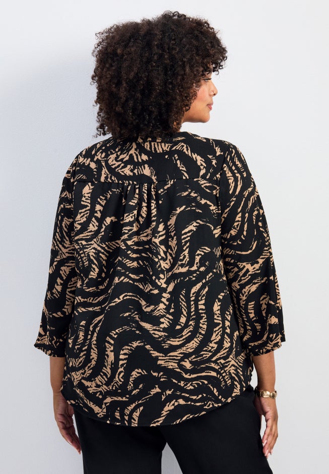 Hailey Zip Front Pintuck Blouse image number 1