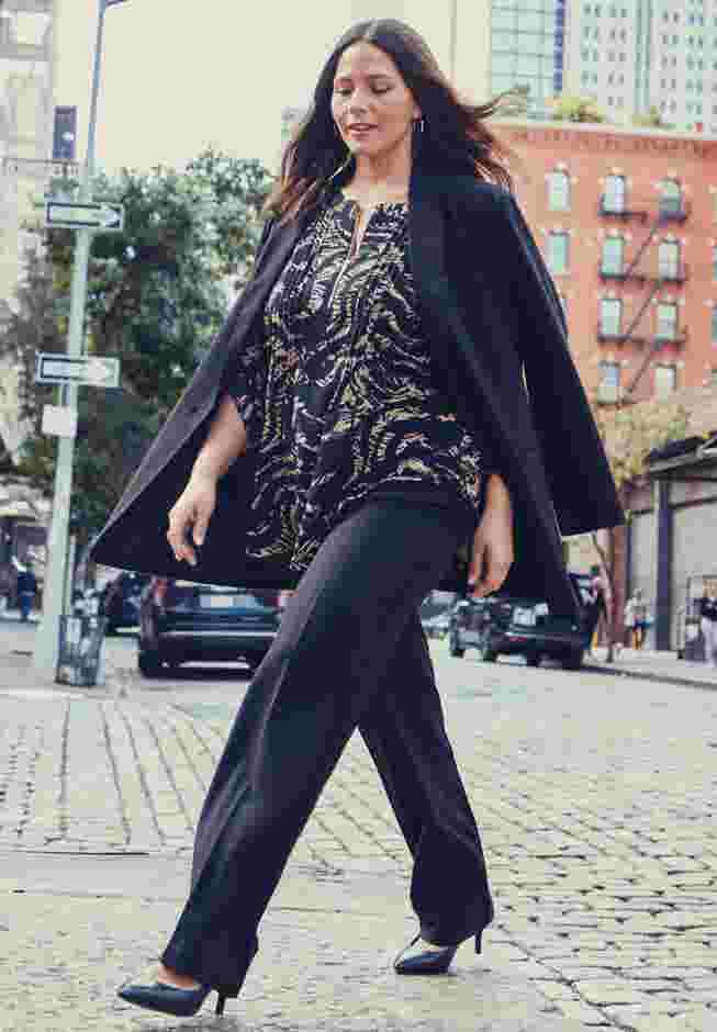 Hailey Zip Front Pintuck Blouse image number 4