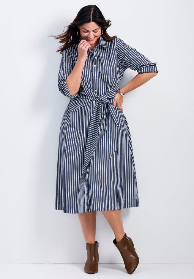Bethany Poplin Tie Front Shirtdress image number 0