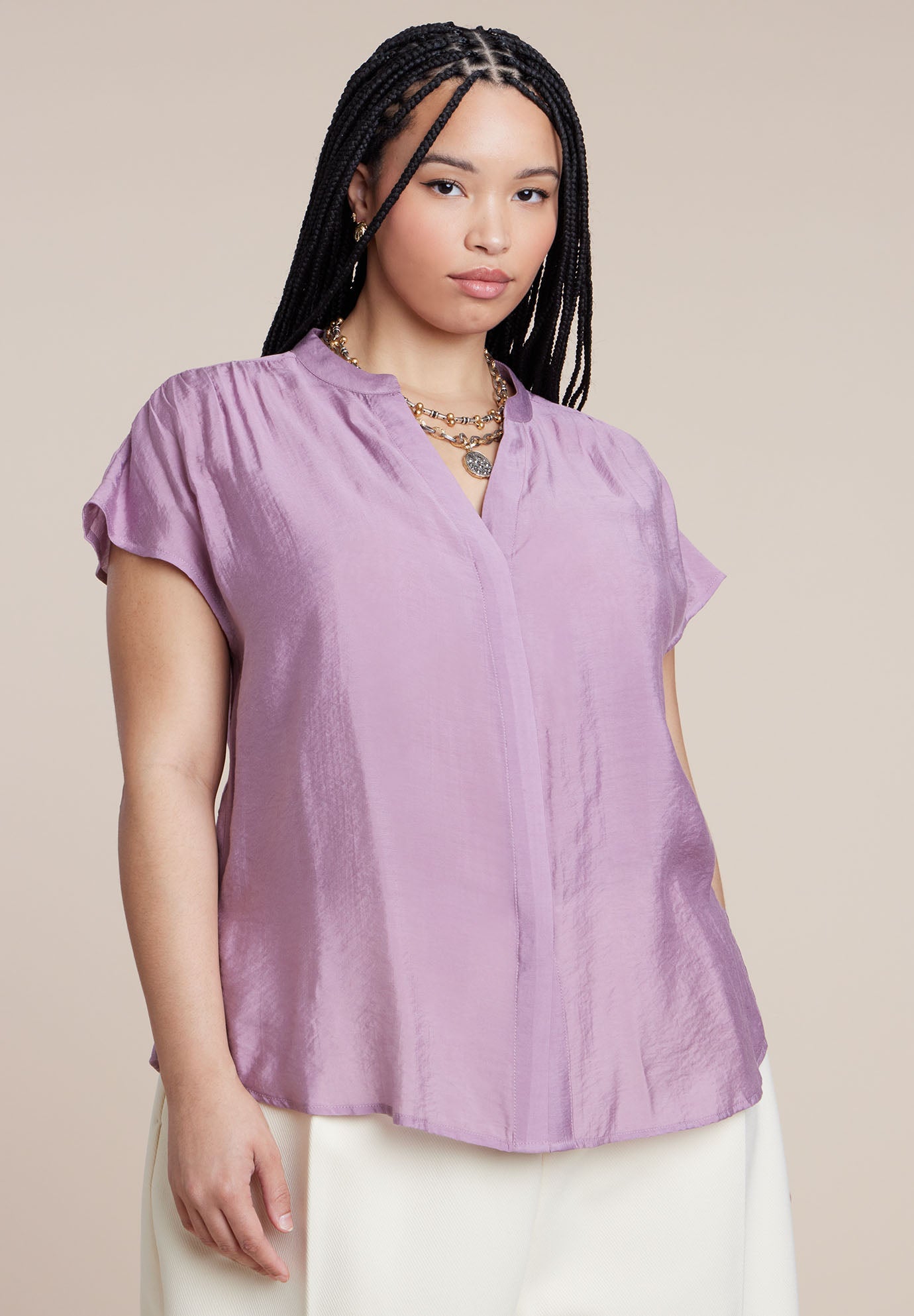 Textured Notch Collar Blouse image number 0